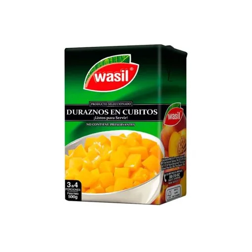 Durazno En Cubitos Wasil 500 Gr