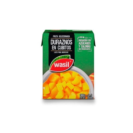 Duraznos En Cubitos Wasil 380 Gr