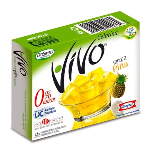 Gelatina De Piña Con Aloe Vera Sin Azúcar Vivo 22 Gr