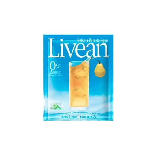 Jugo En Polvo Libre De Azúcar Livean Pera Agua 7 Gr.