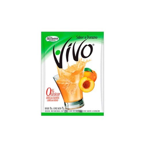 Jugo En Polvo Libre De Azúcar Vivo Durazno 7 Gr