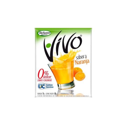 Jugo En Polvo Libre De Azúcar Vivo Naranja 7 Gr.