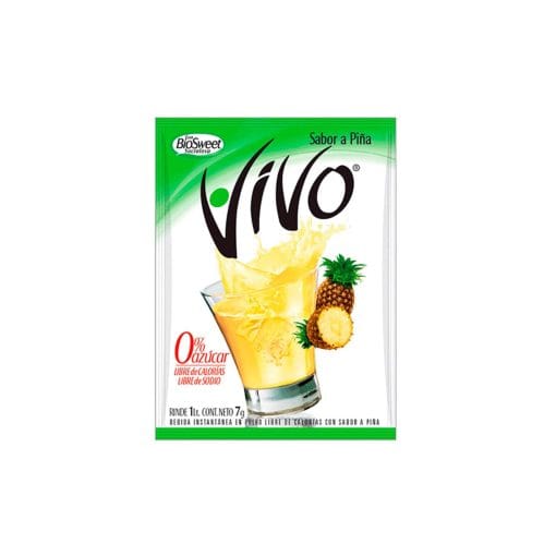 Jugo En Polvo Libre De Azúcar Vivo Piña 7 Gr.