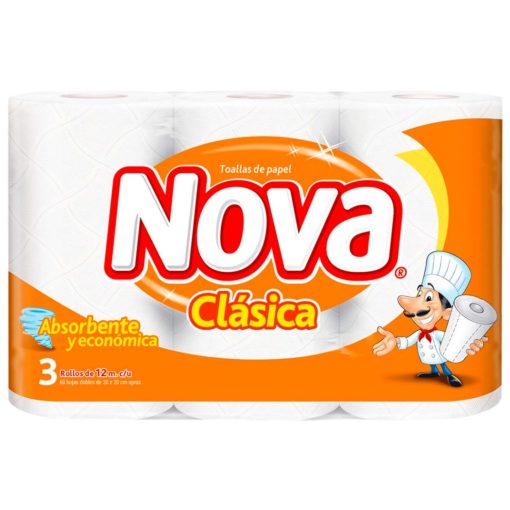 Toalla De Papel Nova Clásica 3 Und X 12 Mt