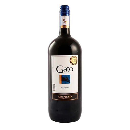 Vino Gato Tinto Merlot Botellón 12°, 1.5lts.