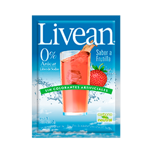 Jugo En Polvo Libre De Azúcar Livean Frutilla 7 Grs