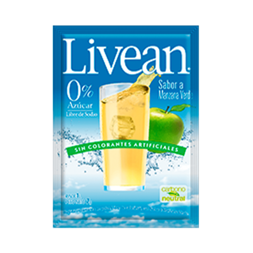 Jugo En Polvo Libre De Azúcar Livean Manzana Verde 7 Gr.