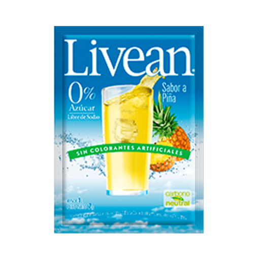 Jugo En Polvo Libre De Azúcar Livean Piña 7 Gr.