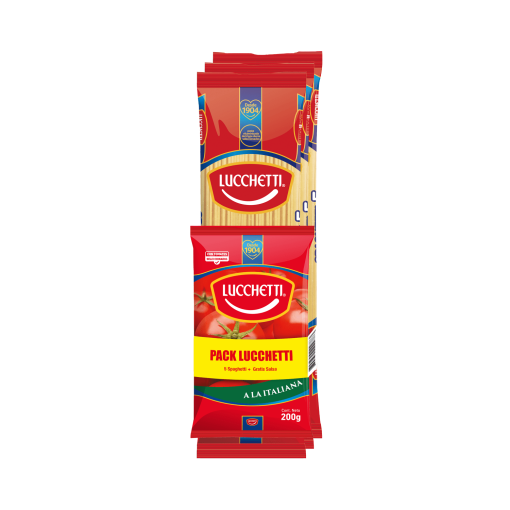 Pack De Fideos Lucchetti Spaguetti  400 Gr 3 Und + Salsa Napolitana 200 Gr