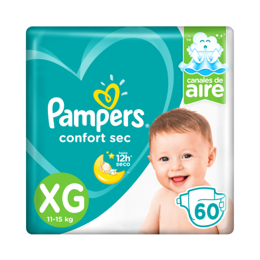 Pañales Pampers Confort Sec Talla Xg 11 -15 Kg 60 Und
