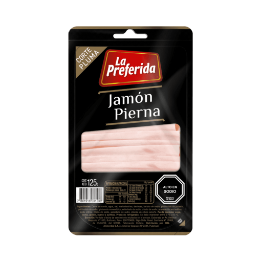 Jamón De Pierna Corte Pluma La Preferida 125 Gr