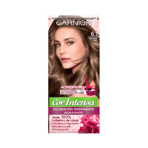Tinte Para Cabello Cor Intensa Rubio Oscuro Cenizo 6.1 Nutrisse Garnier