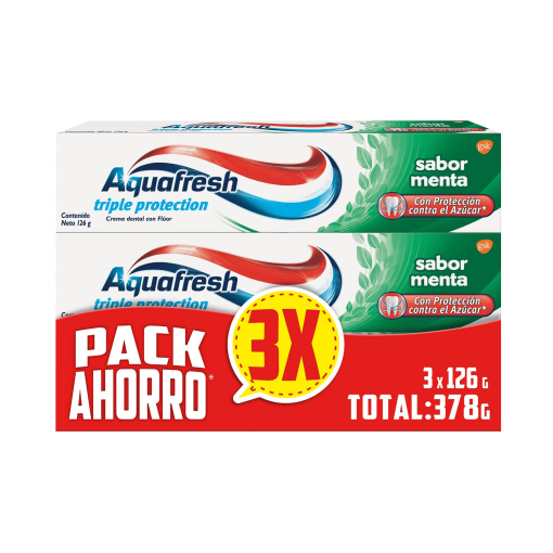 Crema Dental Con Fluor Sabor A Menta Aquafresh 3 Und X 126 Gr