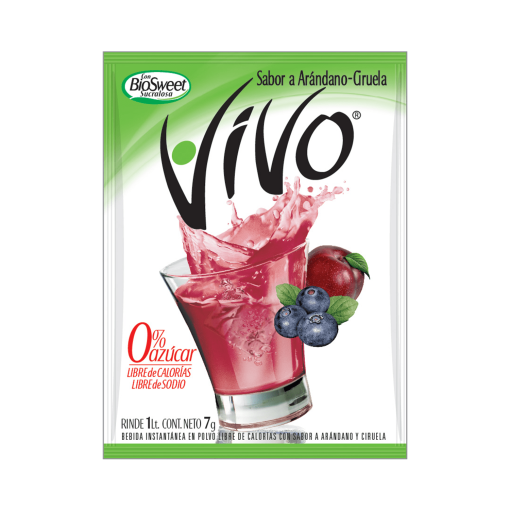 Jugo En Polvo Libre De Azúcar Vivo Arándano 8 Gr