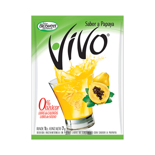 Jugo En Polvo Libre De Azúcar Vivo Papaya 7 Gr.