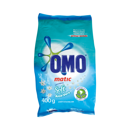 Detergente En Polvo Matic Soft Aloe Vera Omo 400 Gr