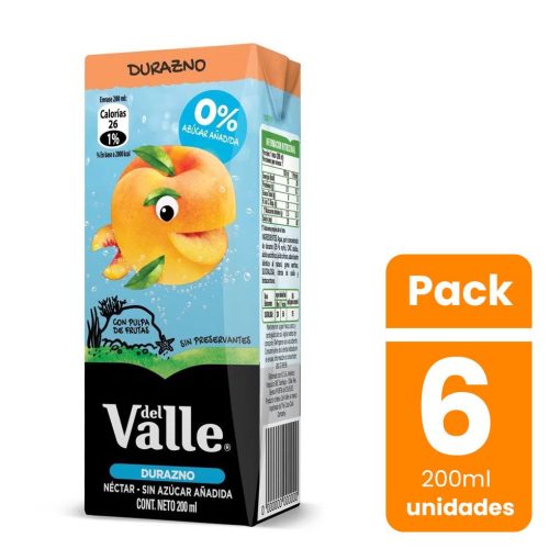 Pack 6 Un Néctar De Durazno Light Andina Del Valle