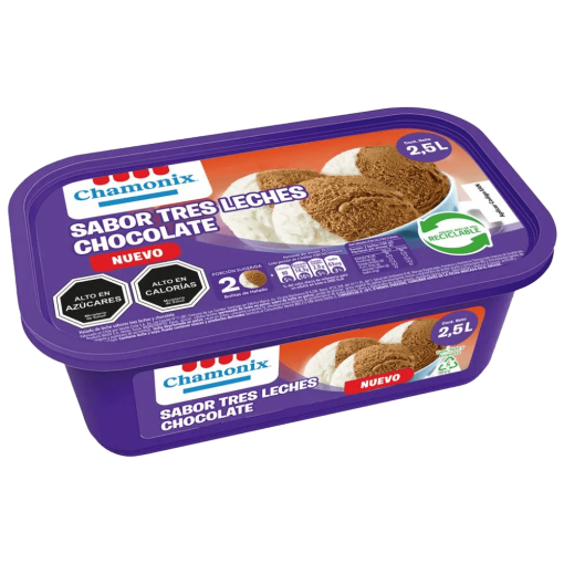 Helado Chamonix 3 Leches Chocolate 2.5lts.