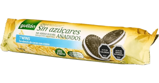 Galletas Sándwich Gullón Sin Azúcar Twins Cacao Con Crema 147gr.